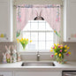 Swag Valance Curtains, Easter Cute Rabbit and Colorful Eggs Rod Pocket Valances Swag Topper for Kitchen Windows, Pink Farm Wooden Barn Light Filtering Short Curtain for Bedroom Bathroom 56x36In