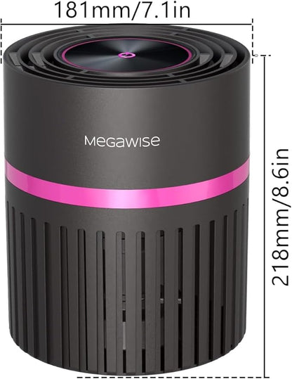 MEGAWISE Home air purifier, True HEPA & Activated Carbon for Odors Pets Smoke, for Home up to 215 sq ft, Auto Mode, Air Quality Monitor