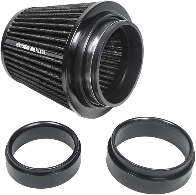 KYOSTAR Universal 3/3.5/4" (75/89/100mm) High-Flow Air Filter, Reusable Cone Cold Air Intake, High Performance, Clamp-On Car High Flow Air Kit, Flange Diameter: 3/3.5/4 Inch, Height: 6.2 Inch, Black