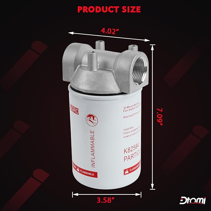 High Flow Fuel Filter, 1” NPT 30 Micronn Spin-on Cartridge Style Compatible With Mobile Portable and Stationary Disel Fuel Transfer Pump Tanks Boat