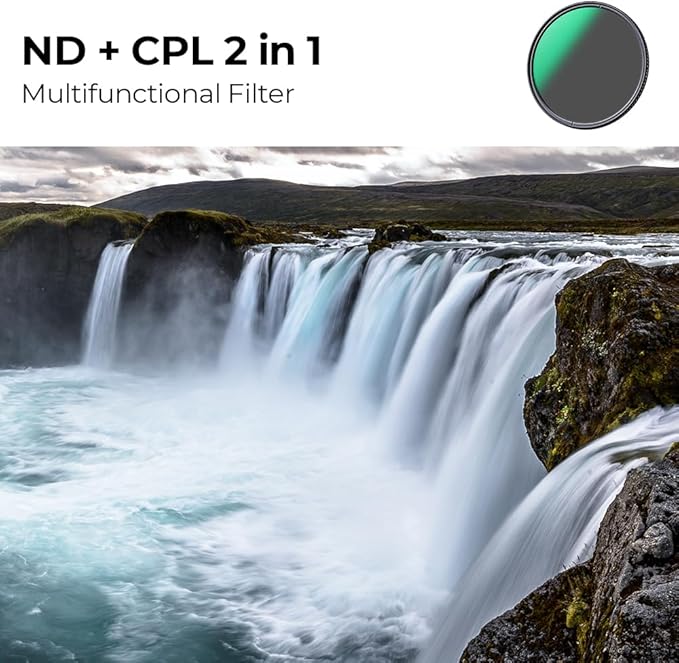 K&F CONCEPT 77mm ND8 Lens Filter and CPL Circular Polarizing Filter 2 in 1 for Camera Lens with 28 Multi-Layer Coatings, Hydrophobic, Scratch Resistant