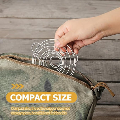 Cabilock Foldable Stainless Steel Coffee Filter Dripper Portable Cone Funnel Reusable Accessory Compact Coffee Maker Filter for Daily Household Use