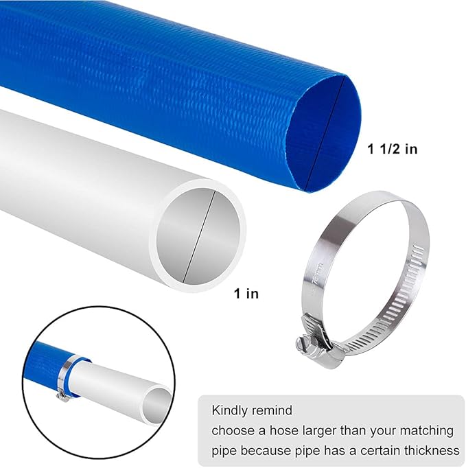 Eastrans 1 1/2 IN x 25 FT Pool Backwash Hose, Heavy Duty Flat Discharge Hose, Weather and Burst Resistant, Best Pool Hoses for Inground Pools, Pool Filter Hose & Pool Drain Hose