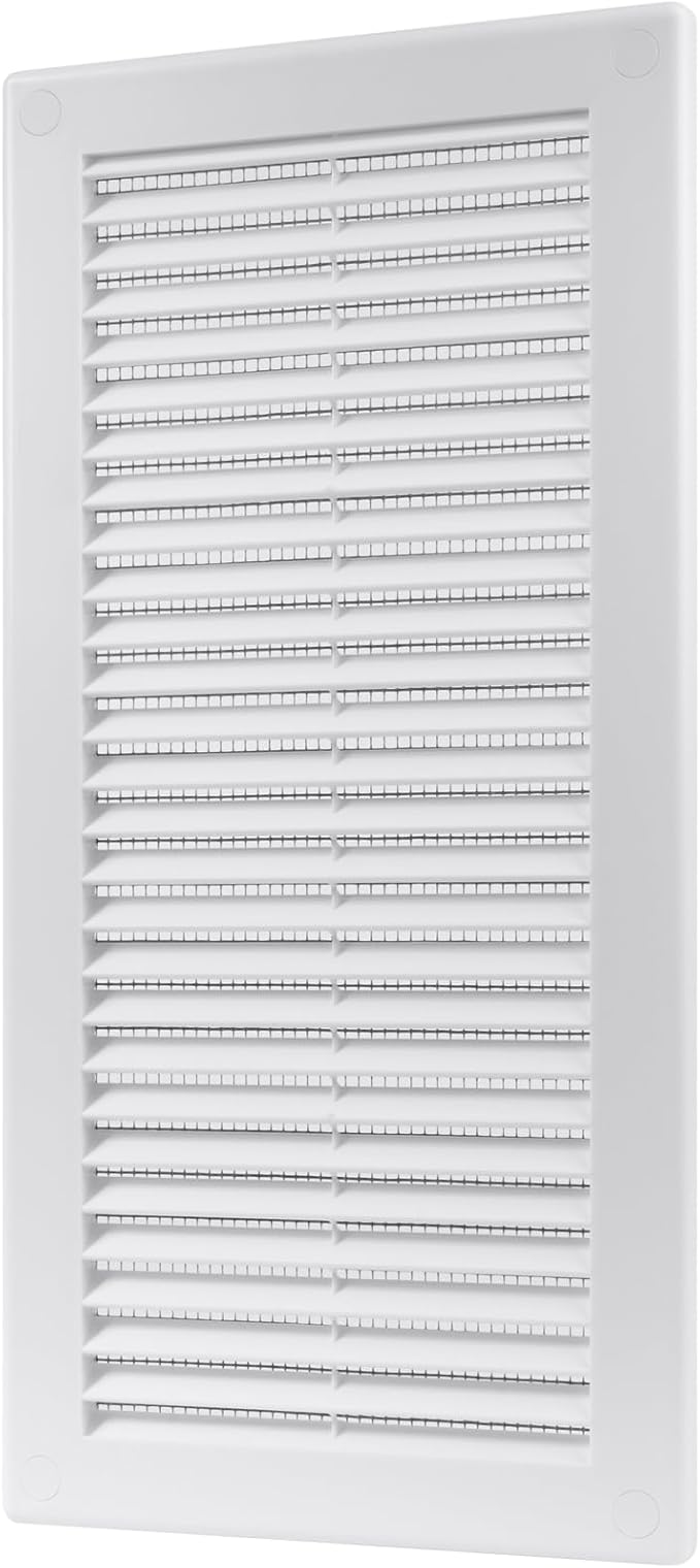 Vent Systems 4" x 11" (Opening Dimensions) White Plastic Soffit Vent Cover - Durable Flat Rectangular Air Vent Grille with Mesh Screen - Weather Ventilation Grill Wall & Ceiling Indoor & Outdoor