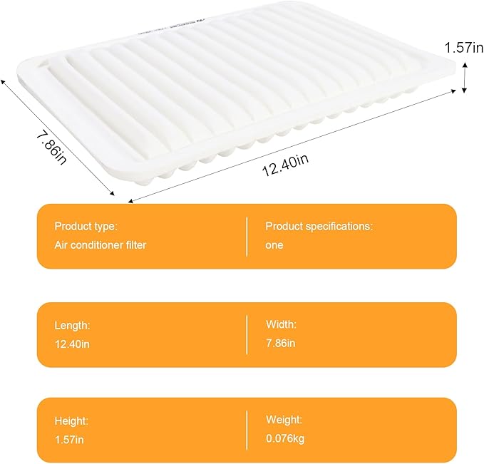 Engine Air Filter 17801-20040 Replacement Suitable for Toyota/Lexus Rigid Panel ES300 2002-03 Camry (2002-2006) Camry Hybrid (2007-2011) Solara (2004-2008) Highlander non-hybrid (2001-2013)