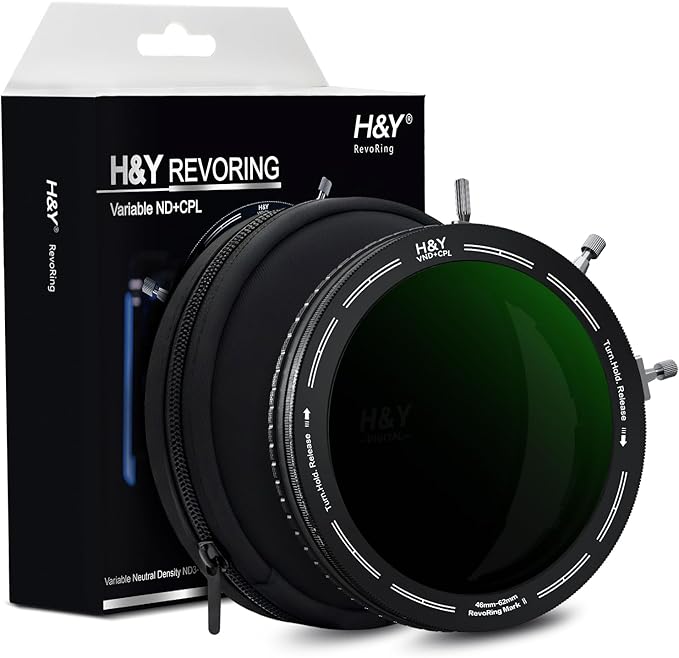 H&Y RevoRing MKⅡ 46mm 49mm 52mm 55mm 58mm 62mm Variable ND Filter & CPL Polarizer, 3-in-1 VND (ND3-1000) Camera Lens Filter with Adjustable Adapter Ring, 22 Multi-Layer Nanocoating
