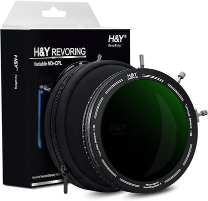 H&Y RevoRing MKⅡ 46mm 49mm 52mm 55mm 58mm 62mm Variable ND Filter & CPL Polarizer, 3-in-1 VND (ND3-1000) Camera Lens Filter with Adjustable Adapter Ring, 22 Multi-Layer Nanocoating