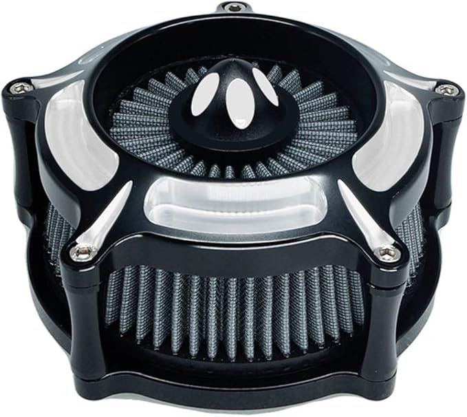 Motorcycle Air Filter Turbine Intake Cleaner Kit Cnc Cut Chrome for Harley Dyna 2000-2017 Softail 2000-2015 Touring 2000-2007 Fitment - B (Gray)