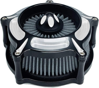 Motorcycle Air Filter Turbine Intake Cleaner Kit Cnc Cut Chrome for Harley Dyna 2000-2017 Softail 2000-2015 Touring 2000-2007 Fitment - B (Gray)
