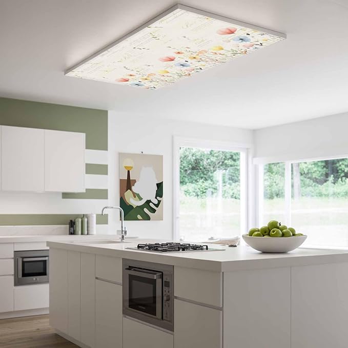 Fluorescent Light Covers for Ceiling Lights Spring Poppy Floral Magnetic Light Filters 1 Pack 4x2 ft Wildflower Vintage Ceiling Lights Cover for Classroom Office School Home Drop Lamp Decor