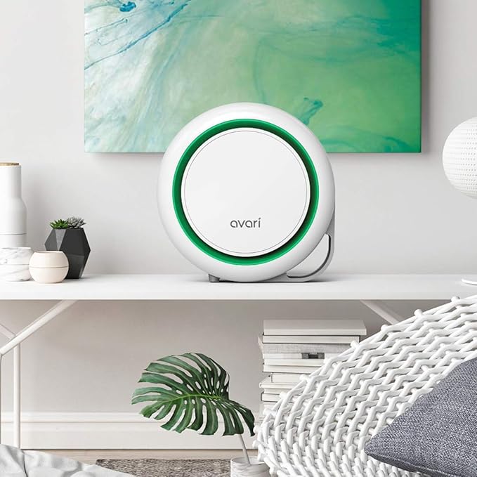 AVARI™ 525 Green Desktop Personal Air Purifier made in Korea. Filtering Personal Breathing Zone. Ultra Quiet Electro-Static Filters to 0.1 Micron