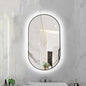 Oval LED Illuminated Bathroom Mirror, Wall-mounted Vanity Makeup Mirror with Demister Pad, 3 Dimmable Color Temperatures & Touch Control, Metal Frame Anti-Fog Lighted Wall Mirror ( Color : Black Frame
