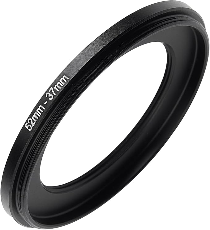 52mm to 37mm Step-up Adapter Rings Filter Adapter Black Metal Step Down Filter Ring Adapter Compatible with All Brand UV CPL ND Camera Lens Filter Stepping Rings (52mm-37mm)