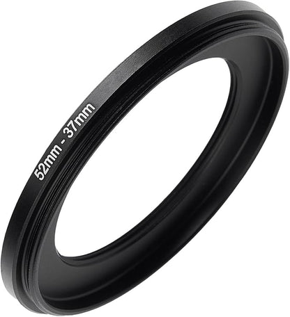 52mm to 37mm Step-up Adapter Rings Filter Adapter Black Metal Step Down Filter Ring Adapter Compatible with All Brand UV CPL ND Camera Lens Filter Stepping Rings (52mm-37mm)