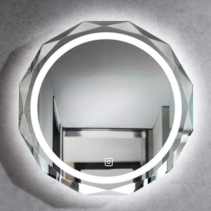 LED Bathroom Mirror with Lights and Demister Pad Wall Mounted Touch Sensor Bathroom Mirrors Anti Fog for Makeup Cosmetic Miroir Antidéflagrant (White Light 60cm)