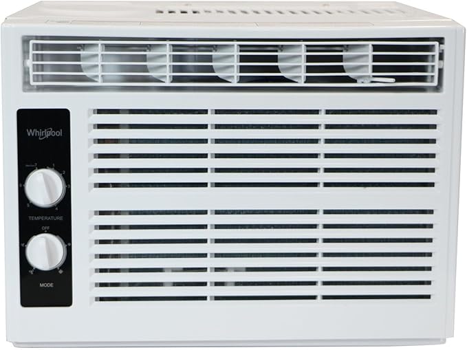 Whirlpool 5,000 BTU 115V Window Air Conditioner & Dehumidifier with Mechanical Controls, Window AC Unit for Apartment, Dorm Room, & Small Rooms up to 150 Square Feet in White