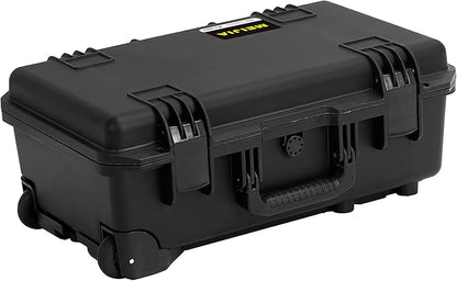 MEIJIA Premium Waterproof Hard Compact Rolling Camera Case with customizable fit foam and wheels,Full Protection with Light&Convenient Design,21.7"x14.1"x8.8",Elegant Black