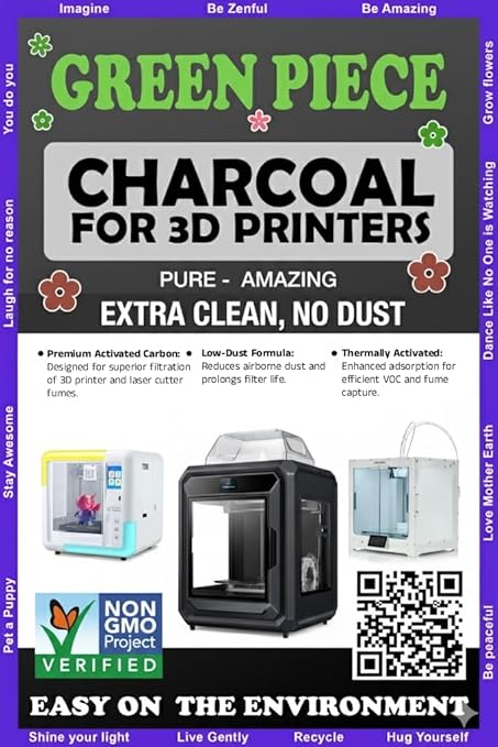 Activated Carbon for 3D Printers & Laser Engravers – Thermally Activated - Low-Dust GAC Charcoal - High-Absorption Filter Refill - 1 lb - Clean Filter - Print Cleaner - Save Money