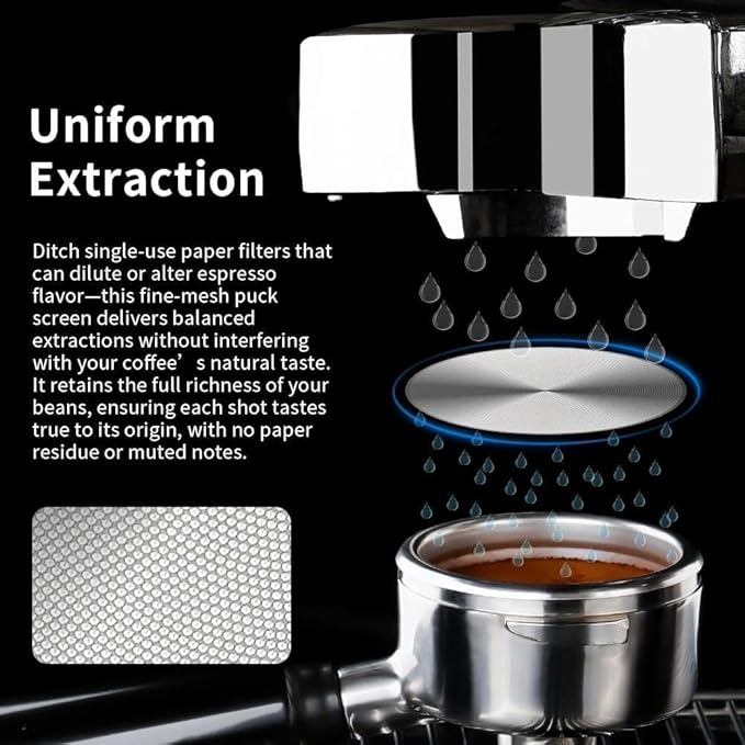 watchget 58mm Espresso Puck Screen - 0.2mm Ultra Thin Espresso Filter - Lower Shower Screen - Metal Reusable Coffee Filter for Portafilter Basket 58mm - Puck Screen