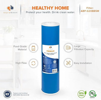 Aquaboon 5 Micron 20 x 4.5 Premium Granular Activated Carbon Water Filter Cartridge Replacement - GAC Filter Compatible with AP117, GAC-10, 1 Pack