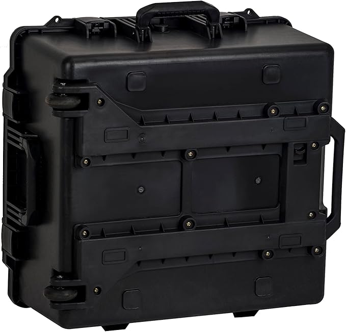 MEIJIA Portable All Weather Waterproof Hard Case, Camera Case with Customizable Fit Foam And Rolling Wheels, 24.8"X23.7"X13.17",Elegant Black