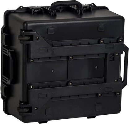MEIJIA Portable All Weather Waterproof Hard Case, Camera Case with Customizable Fit Foam And Rolling Wheels, 24.8"X23.7"X13.17",Elegant Black