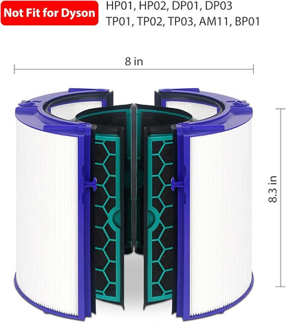 TP04 Replacement Filter for Dyson Air Purifier TP04 HP04 DP04 Pure Cool Fan Hot Tower Fan, 360 Combi Glass HEPA + 2-in-1 HEPA Filters for TP04 Tower Purifying Fan