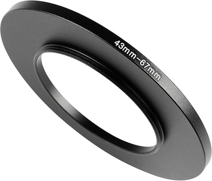 43-67mm Metal Step-Up Ring Adapter Compatible with Mirrorless Cameras DSLR Lens, UV CPL ND Filter Thread Converter, Black