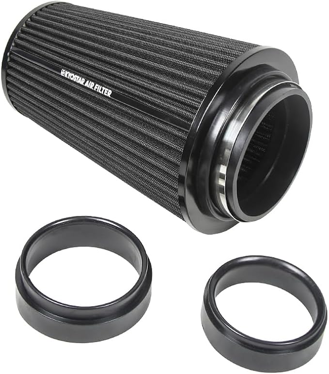 Universal 3/3.5/4" (75/89/100mm) High-Flow Air Filter, Reusable Cone Cold Air Intake, High Performance, Clamp-On Car High Flow Air Kit, Flange Diameter: 3/3.5/4 Inch, Height: 10 Inch, BLACK