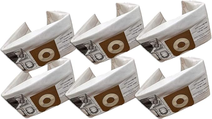 Casa Vacuums Replacement 6-Pk for RIDGID compatible with 23738 VF3501 HEPA FILTRATION Wet Dry Vac High-Efficiency Dust Bags, Wet Dry Vacuum Filter Bags, 6 Dust Collection Bags per Package