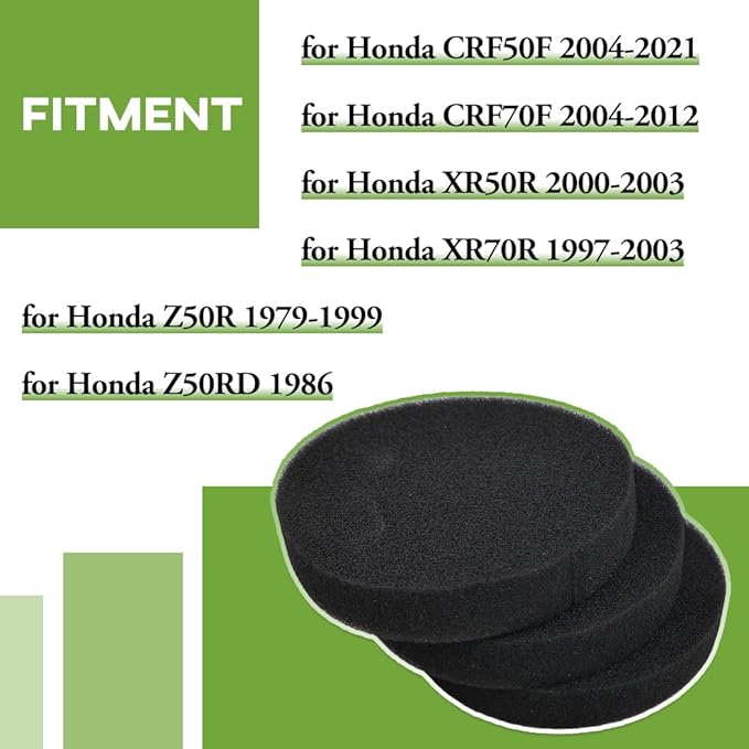 CRF50F Air Filter Element for Honda CRF50F CRF70F XR50R XR70R Z50R Z50RD 1986-2021 17211-165-730 Air Filter 3Pcs