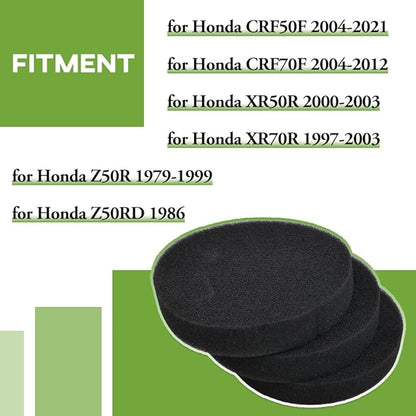CRF50F Air Filter Element for Honda CRF50F CRF70F XR50R XR70R Z50R Z50RD 1986-2021 17211-165-730 Air Filter 3Pcs