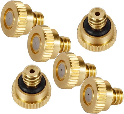 KUWAN 0.016" Orifice (0.4mm) Thread UNC 10/24 Brass Misting Nozzles Low Pressure Atomizing Misting Sprayer Water Hose Nozzle for Greenhouse, Landscaping, Outdoor Cooling Mister System (30PCS)