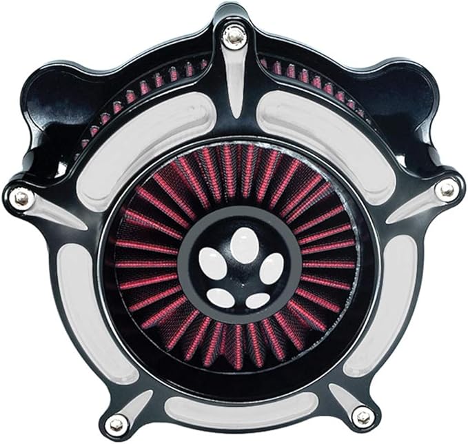 Air Filter Intake Motorcycle Turbine Cleaner Kit Cnc Cut Chrome for Harley Touring Street Glide 2008 - 2016 Softail 2016 - 2017 Fitment - C (Red)
