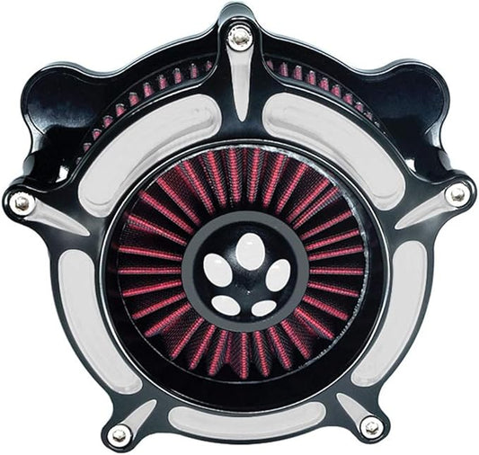 Air Filter Intake Motorcycle Turbine Cleaner Kit Cnc Cut Chrome for Harley Touring Street Glide 2008 - 2016 Softail 2016 - 2017 Fitment - C (Red)