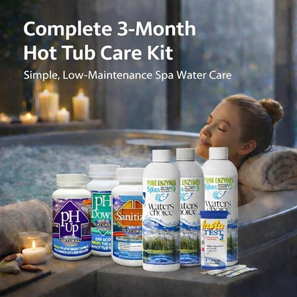 Waters Choice Complete Hot Tub Chemicals 3-Month Starter Kit-All-in-One Water Clarifier, Chemical-Free Spa Kit for Easy Water Care in Hot Tubs & Jacuzzis