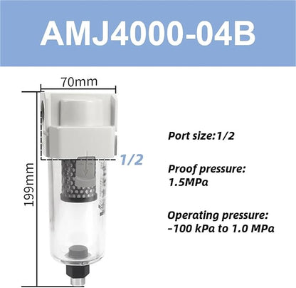 Vacuum Water Droplet Separator Pipeline Filter AMJ AMJ3000-03B AMJ4000-04B-C 1Pcs(AMJ4000-04B)