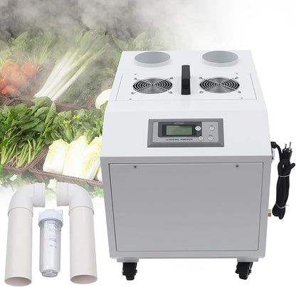 Industrial Ultrasonic Humidifier, 33 lbs/Hour High Output Stainless Steel Humidifier with Wheels 1200W 110V Commercial Humidifier for Greenhouse and Warehouse, Covers 1291-1614 sq ft