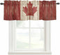 Canada Curtain Valances for Windows, Kitchen Valance Window Treatment, Red Maple Leaf Flag Vintage Farmhouse Wooden Grain Light Filtering Block Curtains for Bathroom/Bedroom/Living Room 42'' x 18''