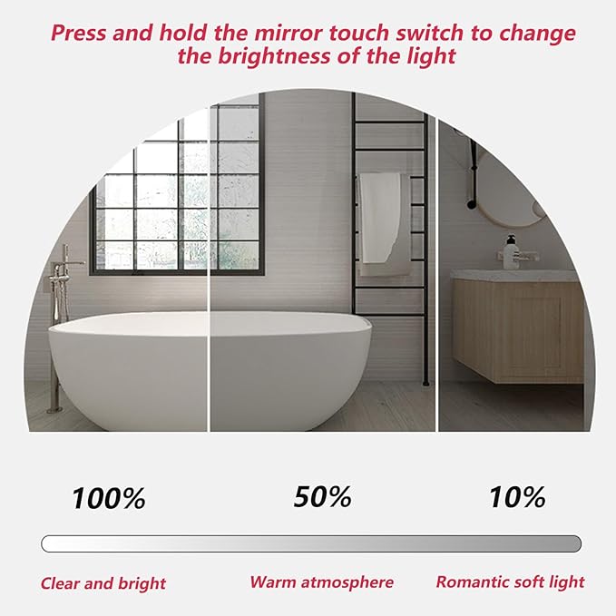 Irregular Bathroom Mirror with LED Lights, Wall Mounted Mirror with Touch Switch and Demister Pad, Drop Shape Decorative Mirror, 3 Colors Dimmable Lighting(A,15.7 * 23.6in/40 * 60cm)