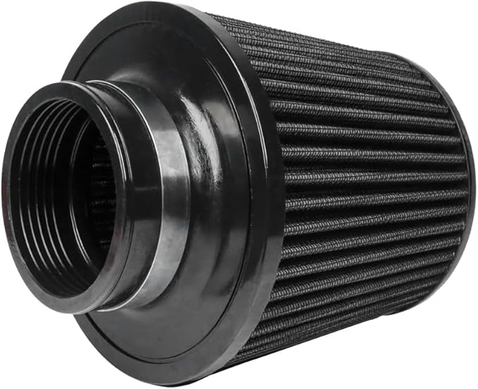 KYOSTAR Carbon Fiber 3" (76mm) High-Flow Air Filter, Reusable Cone Cold Air Intake, High Performance, Washable, Clamp-On Car High Flow Dry Air, Flange Diameter: 3 Inch, Filter Height: 6.7 Inch, Black