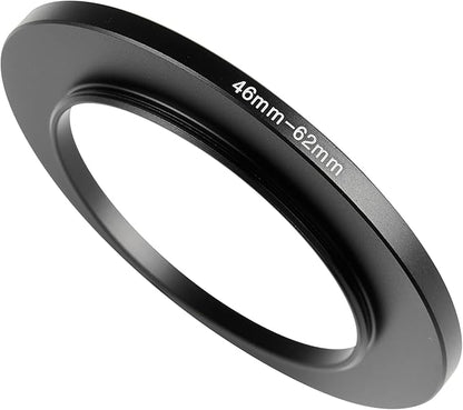 46-62mm Metal Step-Up Ring Adapter Compatible with Mirrorless Cameras DSLR Lens, UV CPL ND Filter Thread Converter, Black