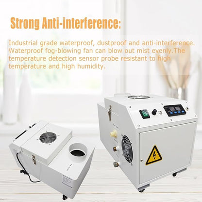 Industrial Ultrasonic Humidifier Cooler Sprayer 6kg/h Portable Continuous Cool Mist Maker Humidifier Commercial with Humidistat and Remote Sensor for Greenhouse Large Room