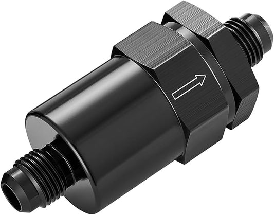 EVIL ENERGY 6AN Billet Inline Fuel Filter 30 Micron Aluminum Black for Car EFI & Carb Fuel Systems, Motorcycle and Boats