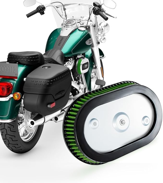 High-Flo Replacement Air Filter Element For Ventilator - Milwaukee-Eight Engine '18-later Softail and '17-later Touring and Trike Models Equipped with 114 Air Cleaner (Green 114 Air Cleaner)