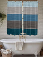 Retro Farm Blue Gray Wood Grain Window Valance Curtains, Rustic Wooden Plank Light Filtering Kitchen Valance with 3-inch Rod Pocket for Living Room Bathroom Bedroom,2 Panel,42x63In