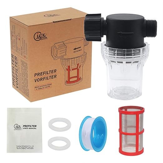 GIEX 200 Mesh Garden Hose Filter with Quick Connect, 3/4" GHT Thread Sediment Trap for Irrigation, Drip System, Misting, Greenhouse & Pressure Washer