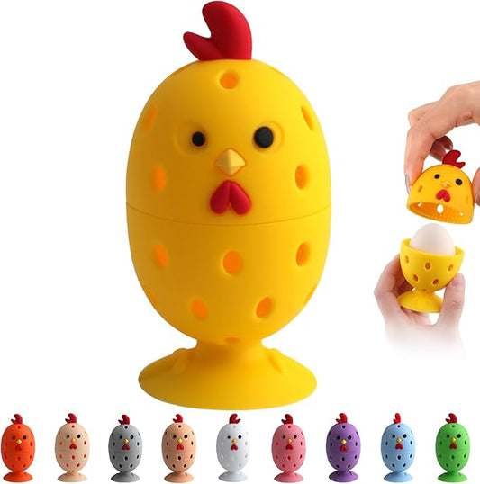 Egg Brush Cleaner, Egg Cleaner Scrubber for Fresh Eggs, Cute Chick Shaped Silicone Egg Washer, Reusable Multipurpose Washing Egg Tool for Fruits and Vegetables(Yellow, 1 Set)