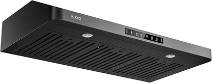 36 inch Black Undercabinet Range Hood, 980CFM Kitchen Range Hood with 3-Speeds Gesture Sensing & Touch, Stainless Steel Kitchen Vent Hood with Permanent Baffle Filters, Top and Rear Vents
