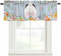 Easter Curtain Valances for Windows, Kitchen Valance Window Treatment, Spring Watercolor Bunny Eggs Flower Wood Grain Blue Light Filtering Block Curtains for Bathroom/Bedroom/Living Room 60'' x 18''